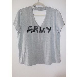 Vneck Choker Grpahic Tee